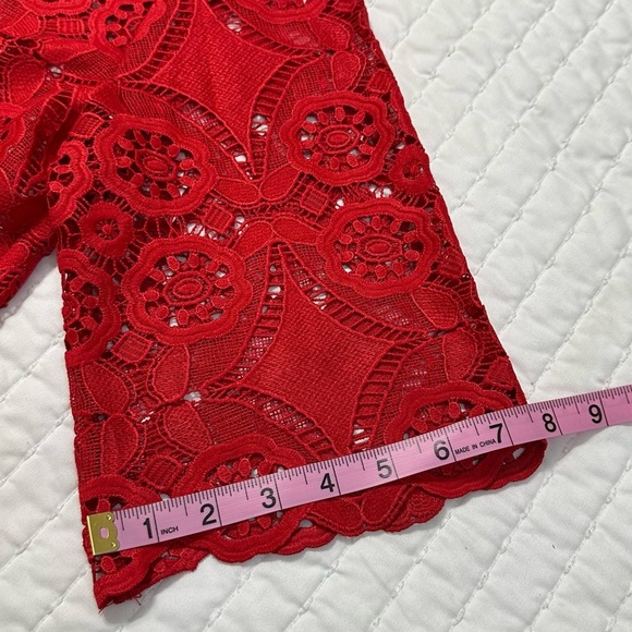 NWT Umgee Summer Vibrant Red Lace Blouse in Size S - Picture 5 of 12